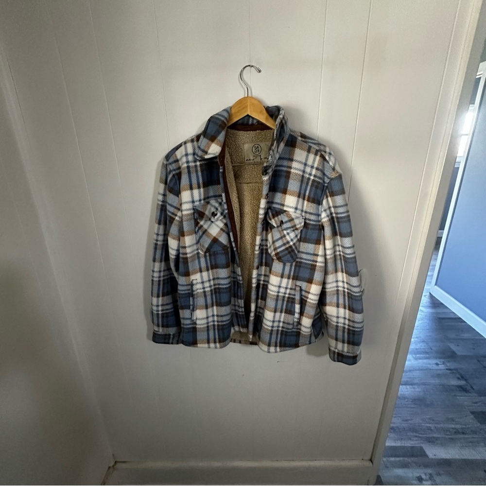 Sage Blue and Brown Teddy Jacket